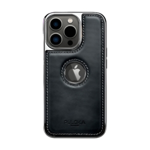 Puloka_Electroplated_leather_apple_logo_view_case_black